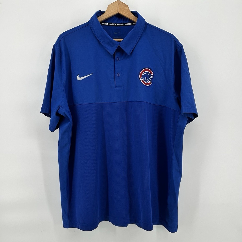 Nike MLB Authentic Chicago Cubs Polo Shirt 2XL‎ Blue Dri-Fit BSBL